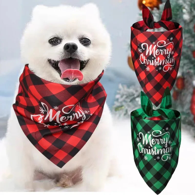 Merry Christmas Adjustable Pet Bandanas | Supplies Comfortable Pet Costume for Dogs Bunnies Pets Cats