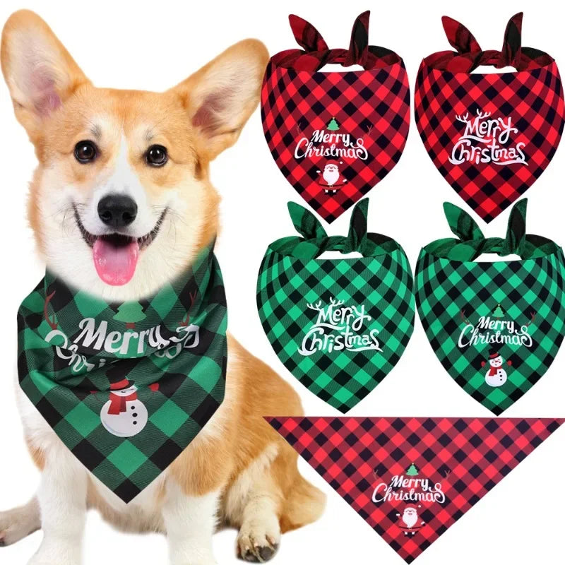 Merry Christmas Adjustable Pet Bandanas | Supplies Comfortable Pet Costume for Dogs Bunnies Pets Cats