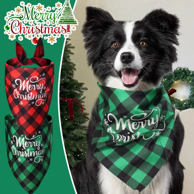 Merry Christmas Adjustable Pet Bandanas | Supplies Comfortable Pet Costume for Dogs Bunnies Pets Cats